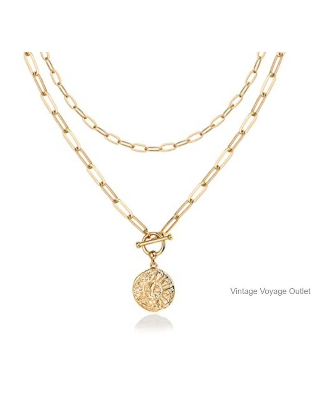 14K Gold Plated Layered Necklace Set Dainty Pendant Stack Women Everyday